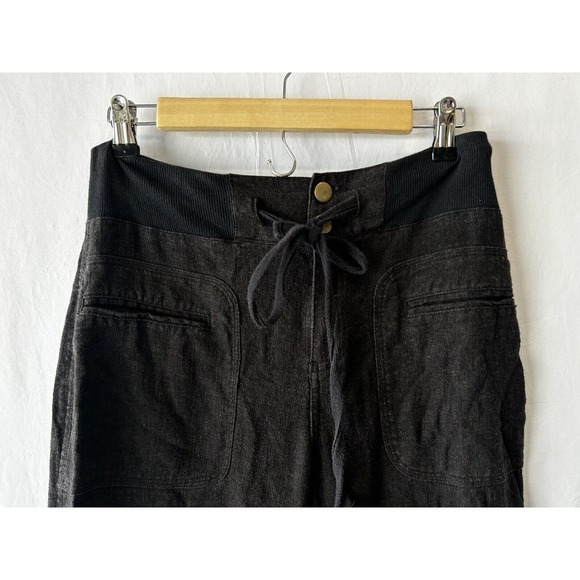 Soft Surroundings Weekend Black Linen Blend Cargo Pants Wide Leg Size Small - Picture 3 of 5